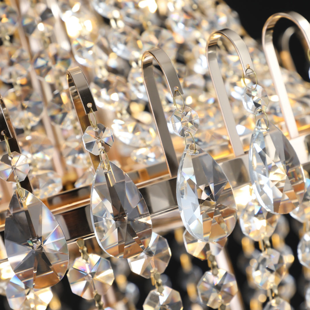 Large Gold Crystal Chandelier - Contemporary Ceiling Light Fixture