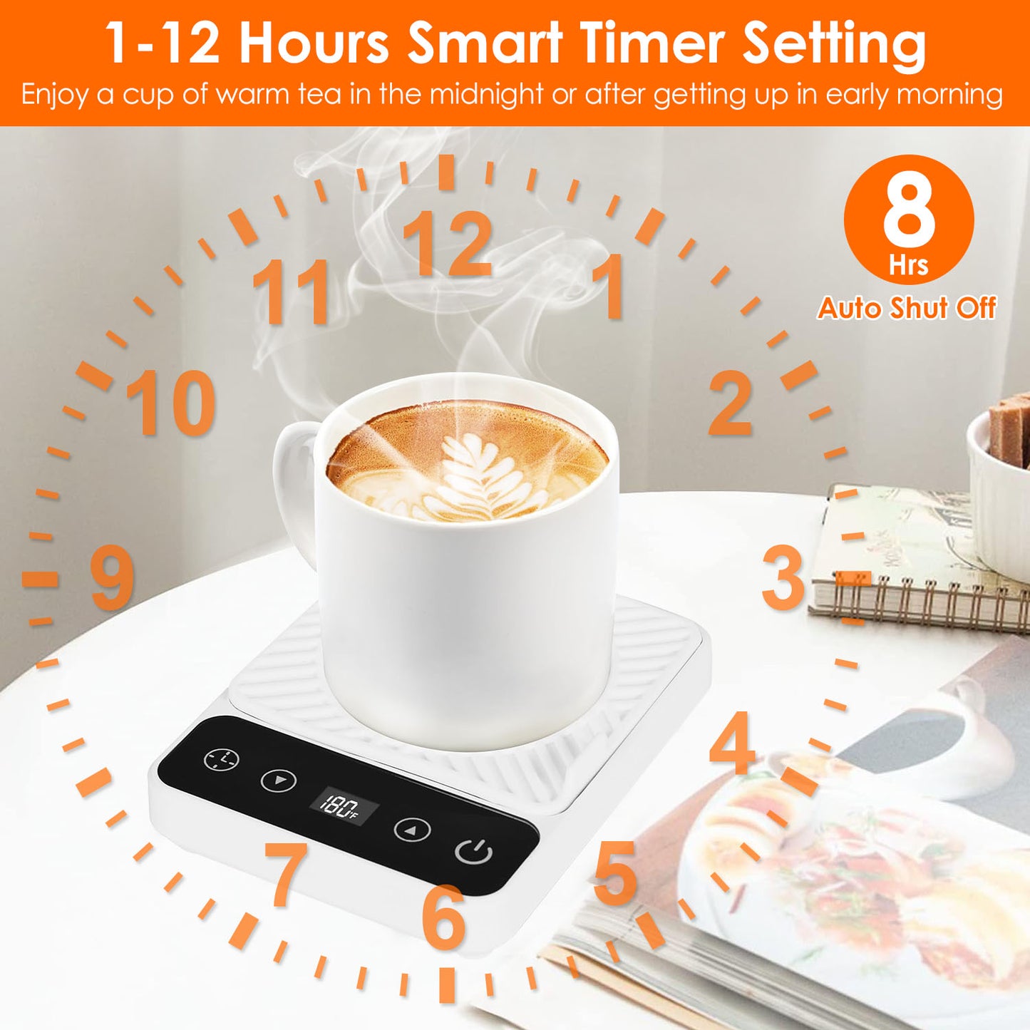 Electric Mug Warmer with 6 Temperature Levels & Auto Shut Off