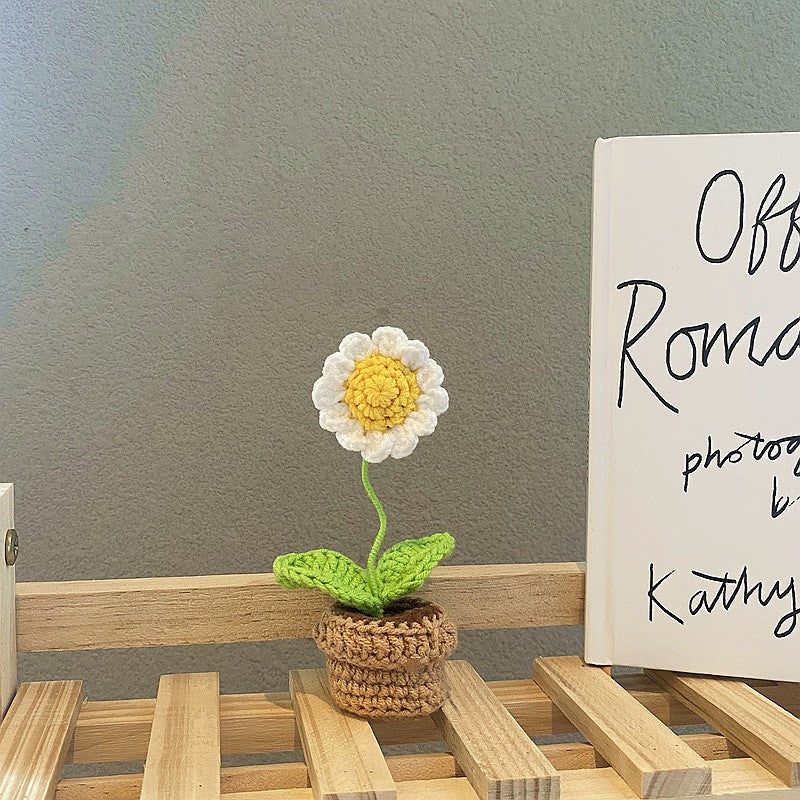 Mini Potted Artificial Flowers - Hand Woven Home Decor, All Colors