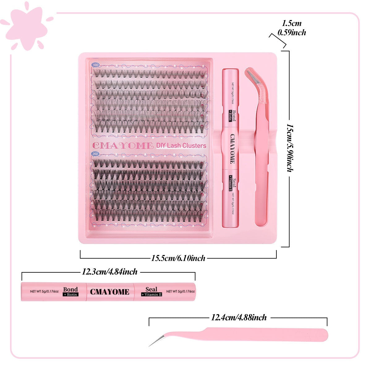 Natural Thick Fake Eyelash Set - DIY Cluster & Split Style for Makeup