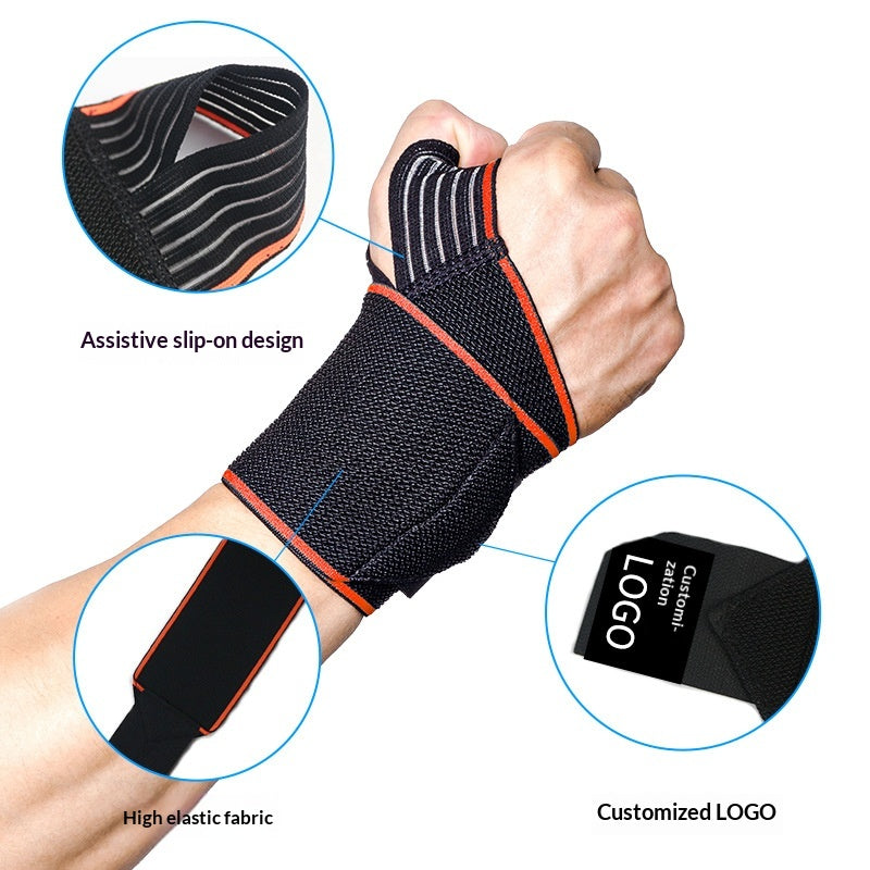 Elastic Nylon-Wrapped Fitness Wrist Strap - Support & Compression for Workout