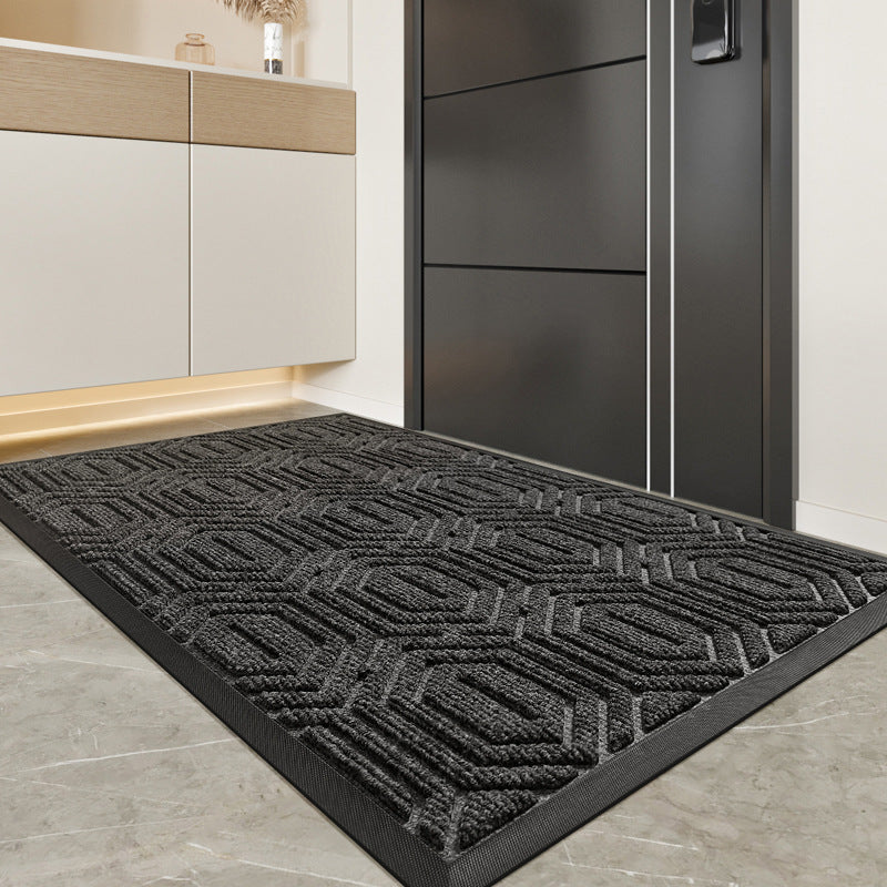 Nordic Minimalist Rubber Entryway Doormat Rug - Rectangular, Machine-Made, 80x120cm