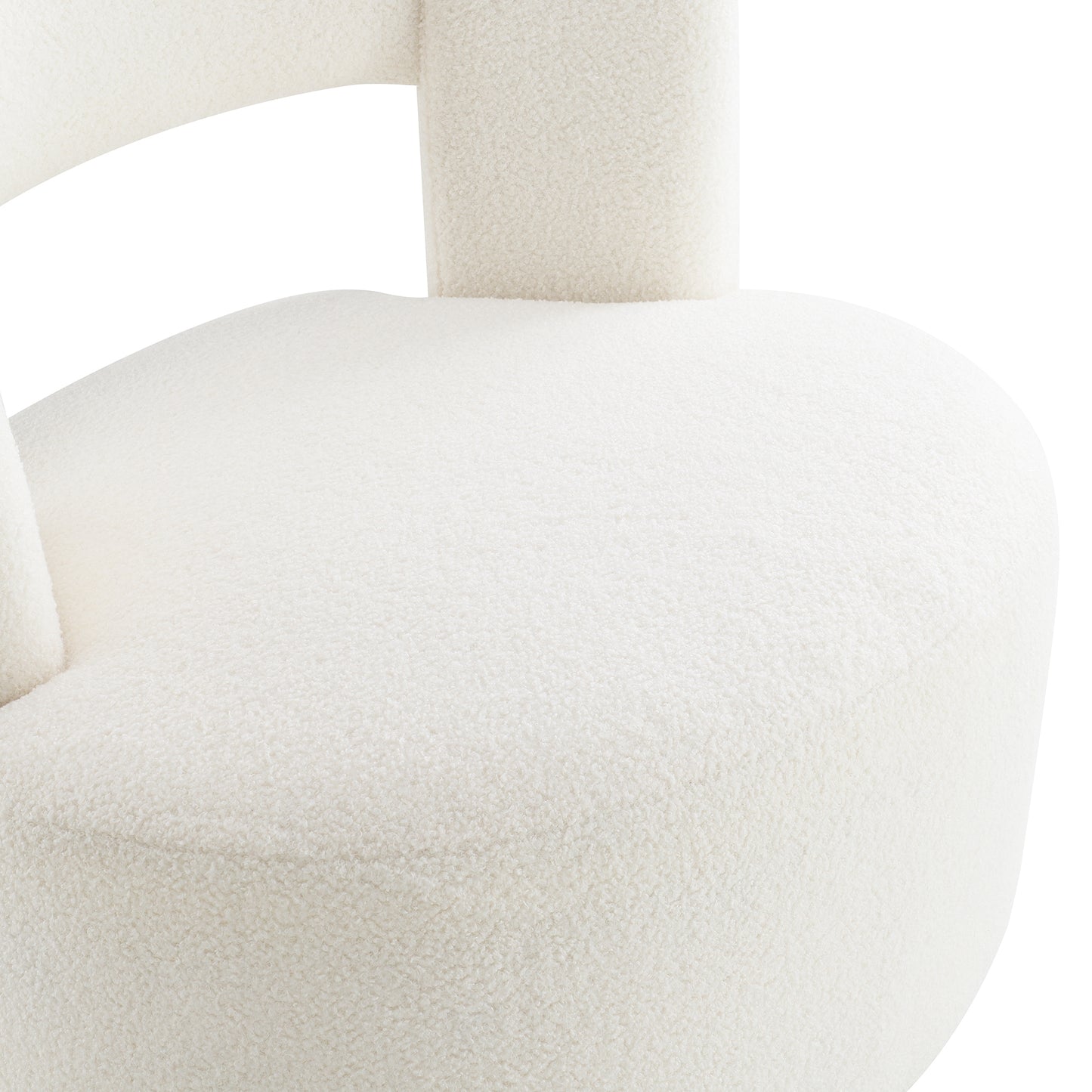 Swivel Barrel Chair in Soft Teddy Fabric - Cream Accent Chair