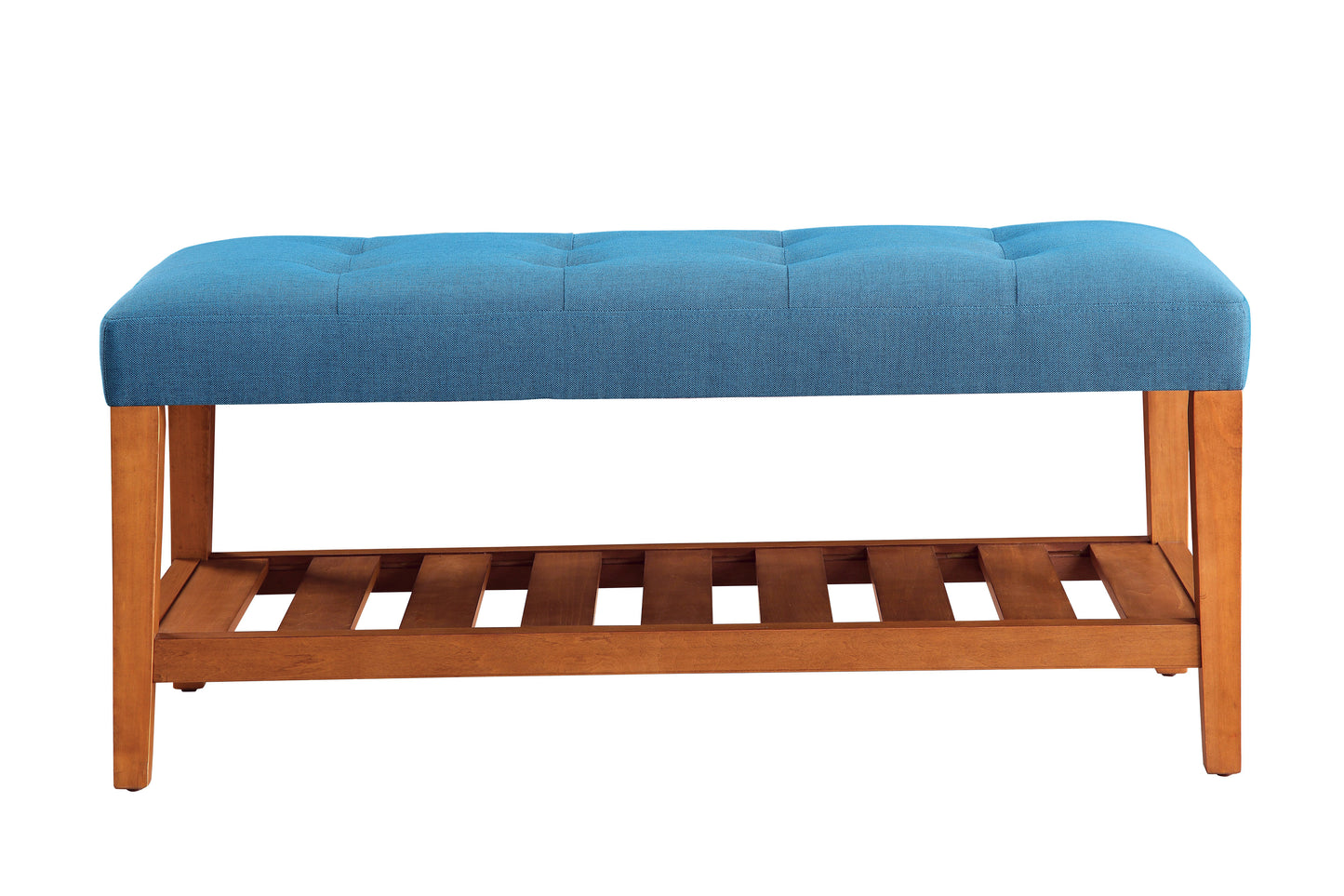 Charla Light Blue Fabric Bench with Oak Finish - 40" Wide