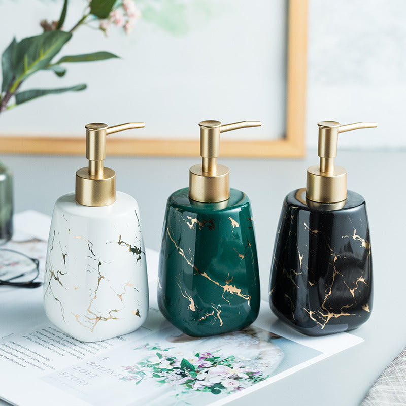 Ceramic Bathroom Storage Bottle Set - Bright White, Light Black, Green