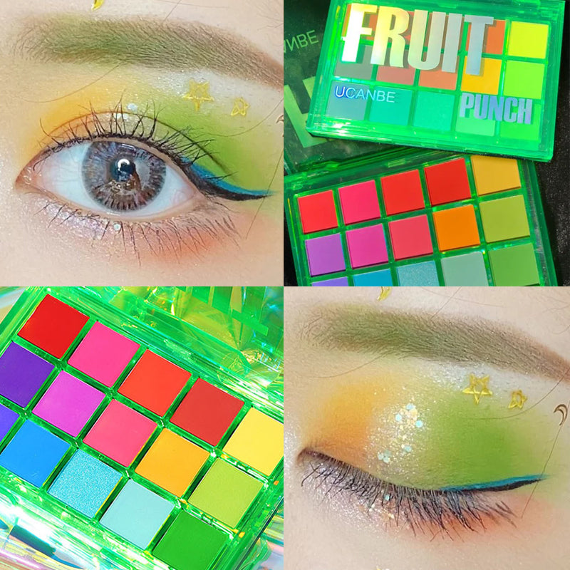 Neon Eyeshadow Palette 15 Shimmer Matte Glitter Shades - Colorful Makeup Set