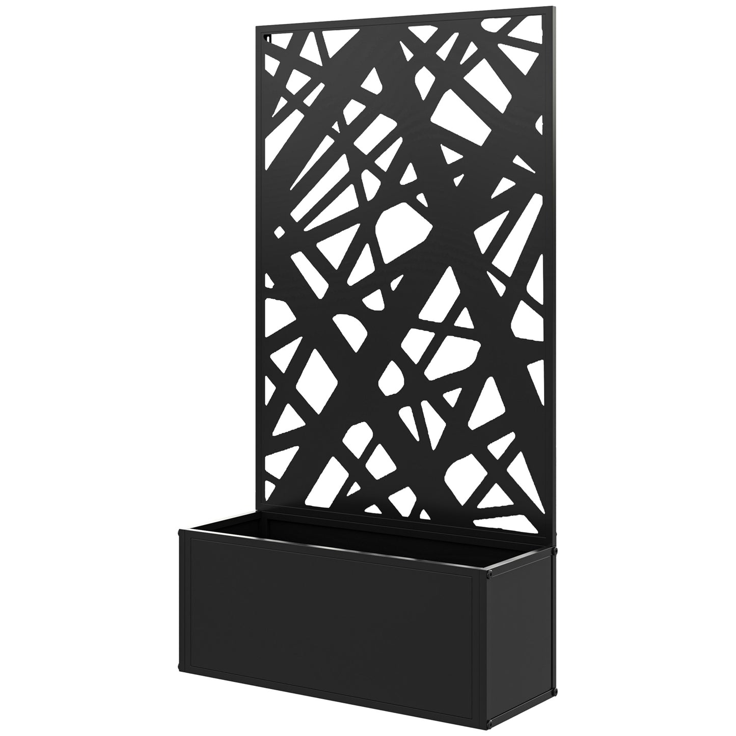 Metal Garden Planter Box with Privacy Screen - Wall-Mount or Freestanding, 24 x 9.1 x 44.5 inches