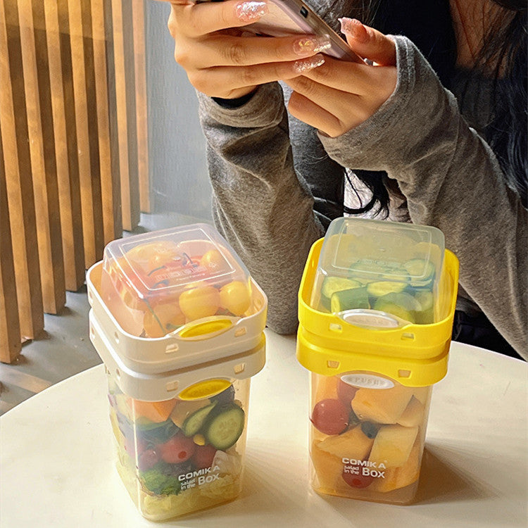 Portable Double-Layer Salad Cup with Capacity 501-600ml - Light Food & Yogurt Container