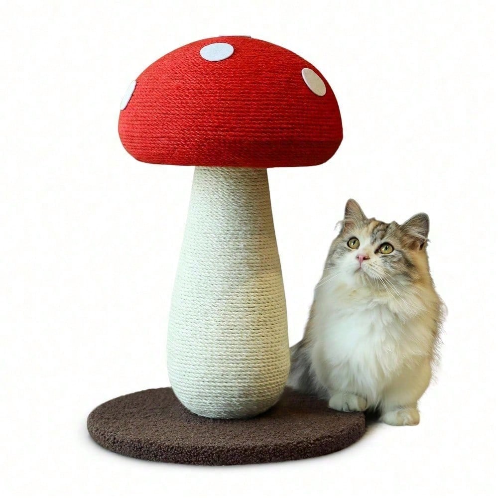 Mushroom Cat Scratching Post - Unique Sisal Design, No Assembly Needed