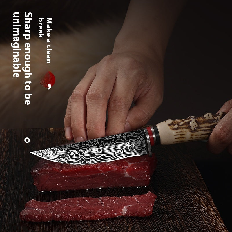 Mongolian Handle Meat Knife with Antler & Horn Options - Ethnic Kitchen Tool