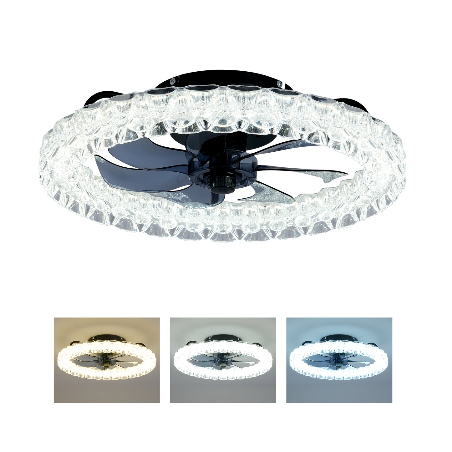 Galaxy Ceiling Fan with Remote Control and LED Light - Matte Black