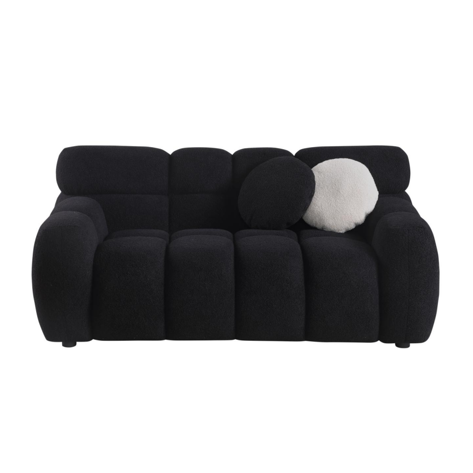 Beige Boucle 2-Seater Sofa - Medium-Soft Seating