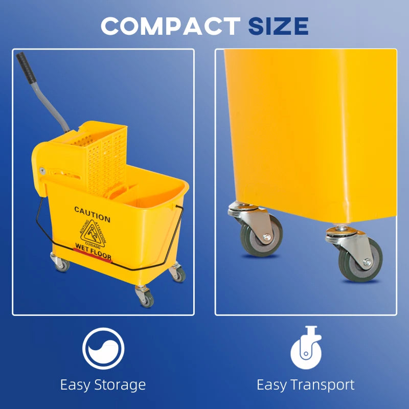 21 Quart Mop Bucket with Wringer on Wheels - Yellow