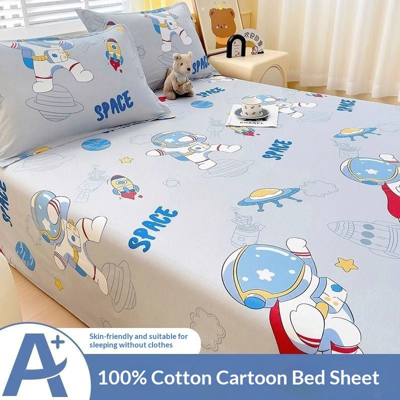 Children's Cartoon Bed Sheet and Pillowcase 3-Piece Bedding Set Multiple Sizes & Patterns