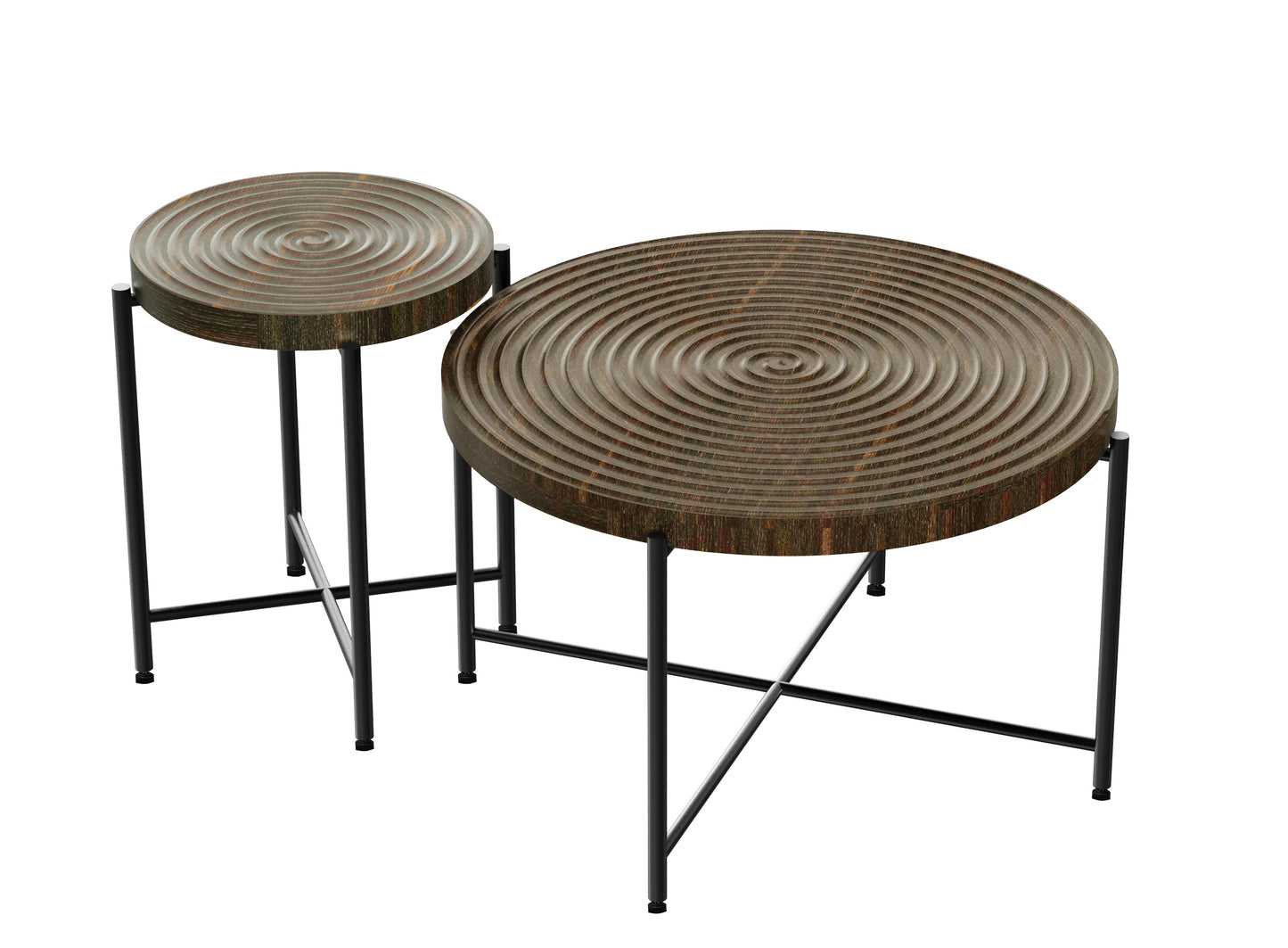 2-Piece Coffee And End Table Set -Waterproof MDF With PVC Cover,