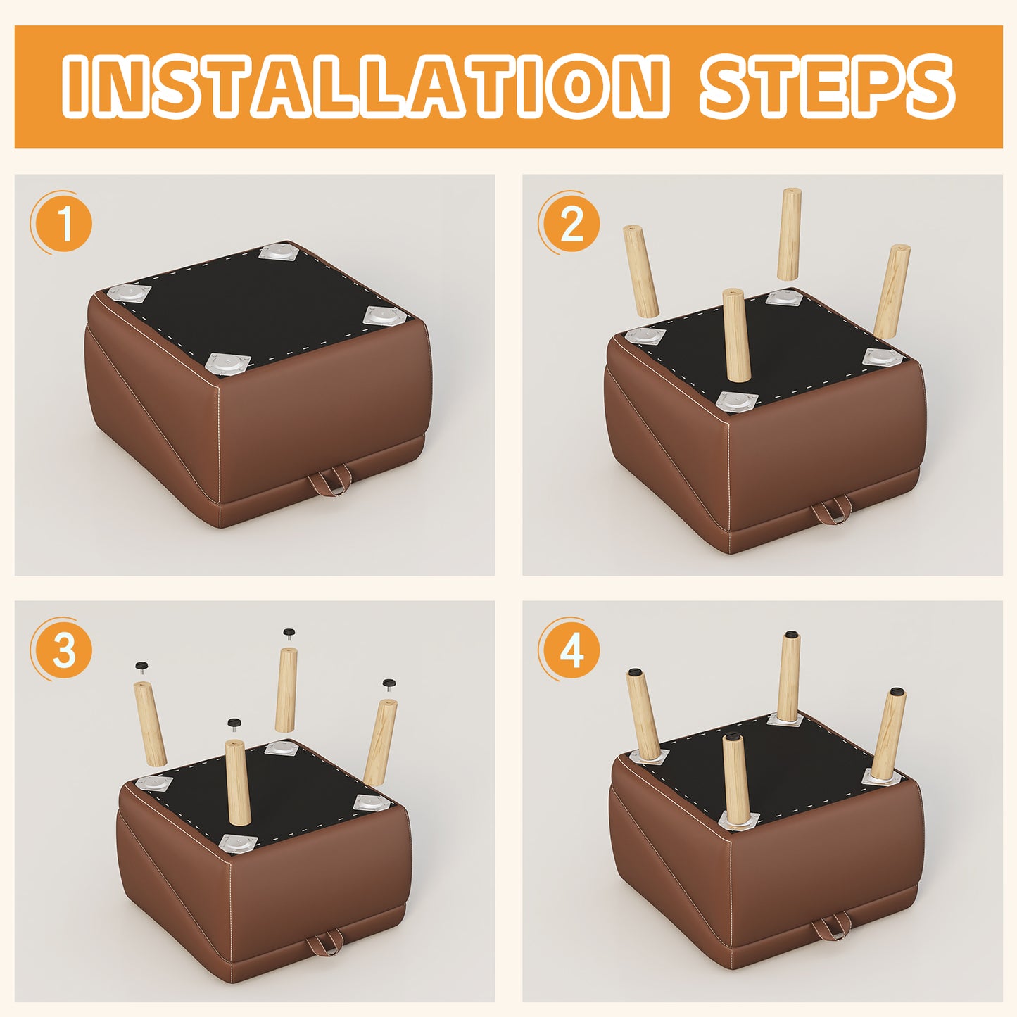 Foldable Dog Stairs for Small Dogs and Cats - Wooden Pet Ramp for Couch & Bed, Brown