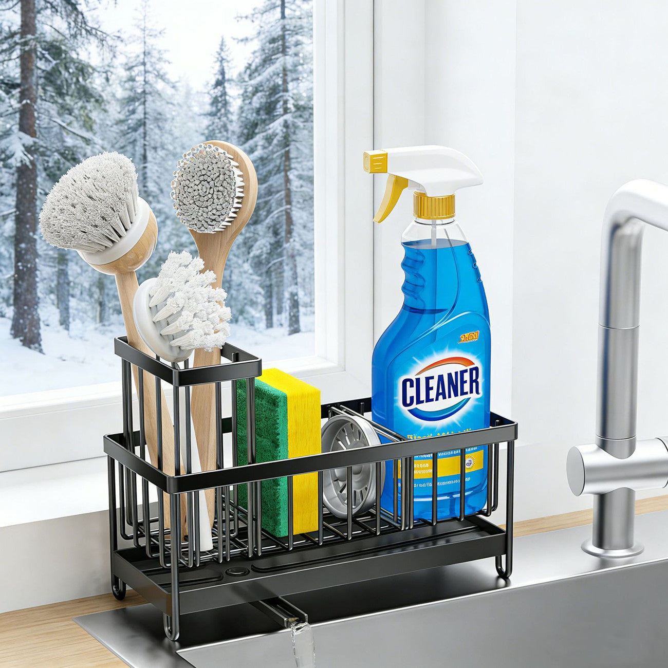 Kitchen Sink Rack Sponge Holder Soap Dish Drain Storage Organizer