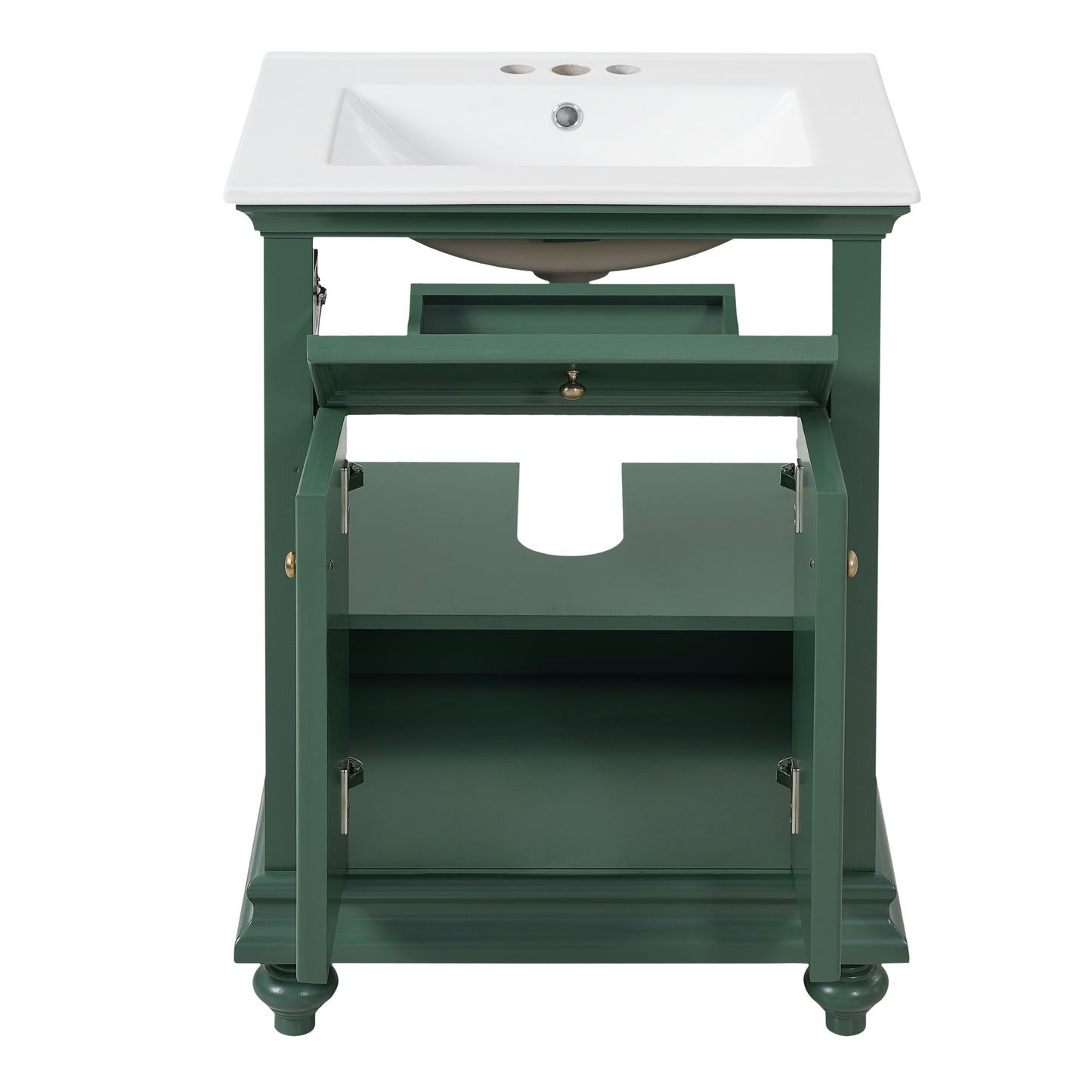 24" Modern Bathroom Vanity with Tip-Out Drawer - Green
