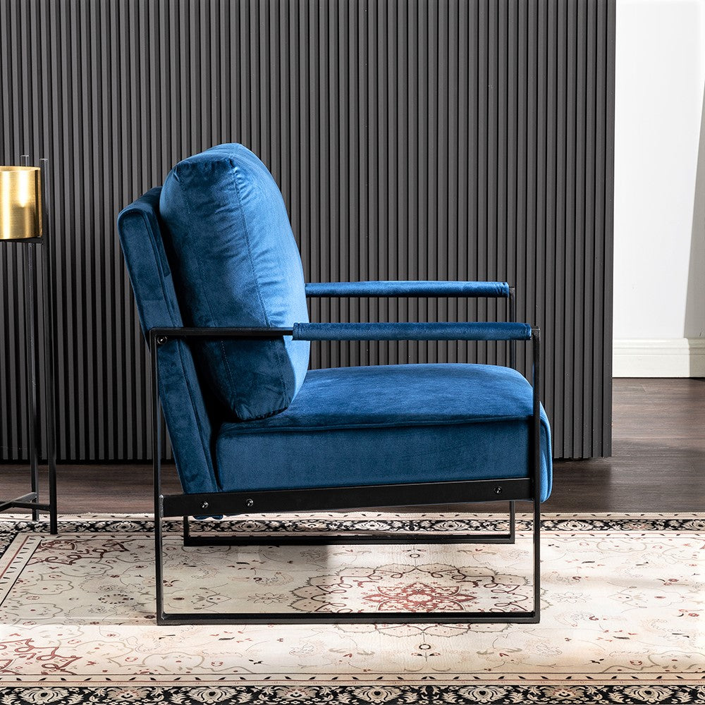 Classic Mid Century Modern Accent Chair With Durable Square Metal
