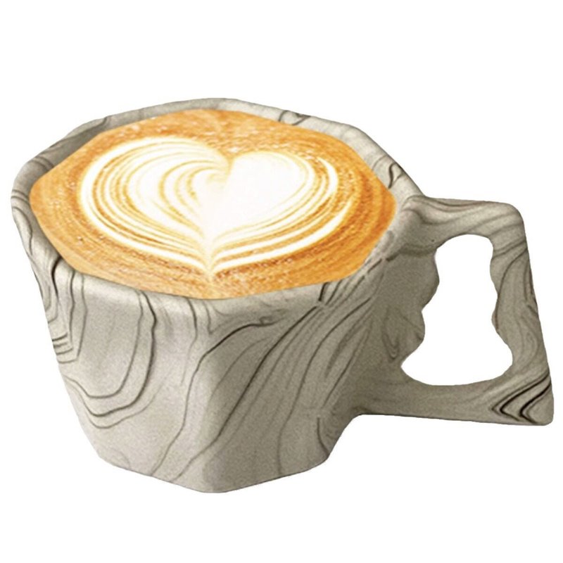 Ceramic Octagonal Mug 200ml Coffee Cup - Minimalist Ink Wash Style