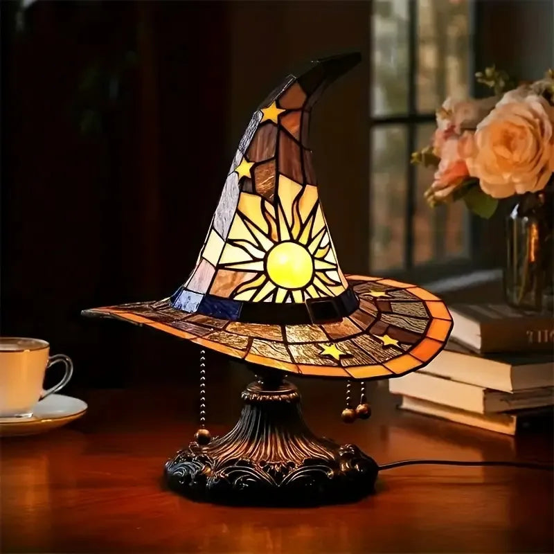 Gothic Witch Hat Lamp - USB Stained Resin Light for Parties