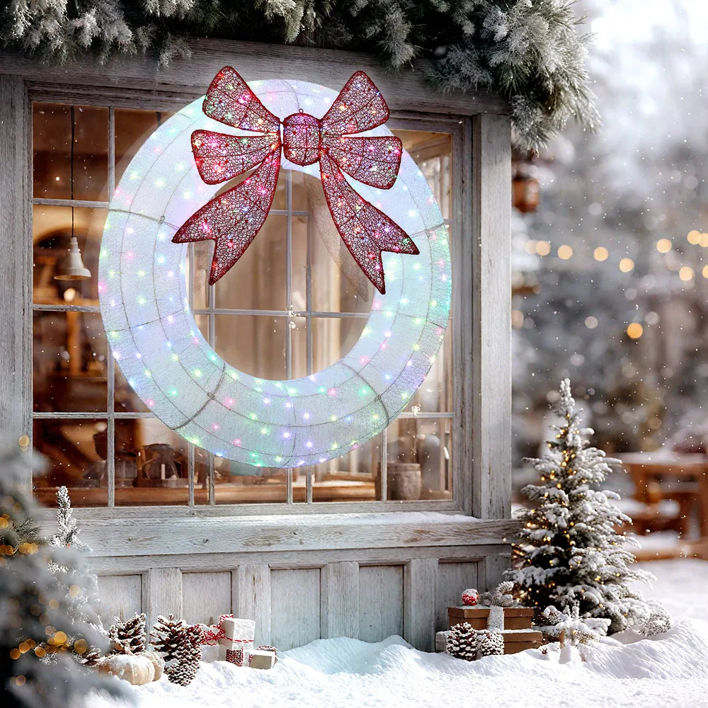 Lighted Christmas Wreath with Remote Control - 48"