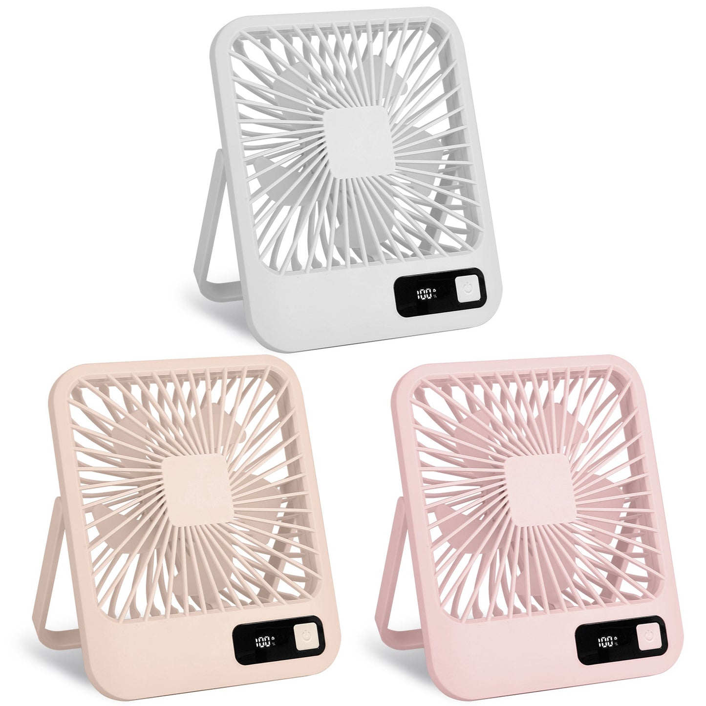 Rechargeable Mini Desktop Cooling Fan with LCD Display - 5 Modes