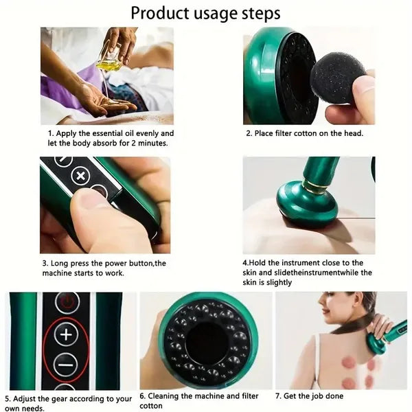 Cupping Massager with 12-Level Body Scraping Tool - Rechargeable Hand Tool
