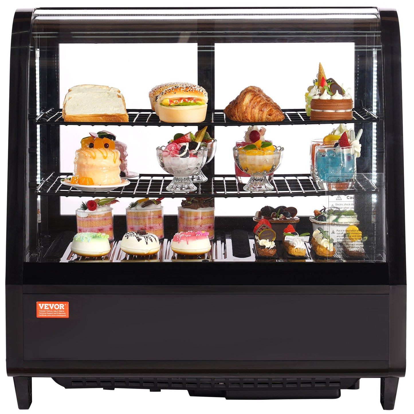 Countertop Refrigerated Display Case 3.5 Cu.Ft. Frost-Free Pastry Cooler - Black