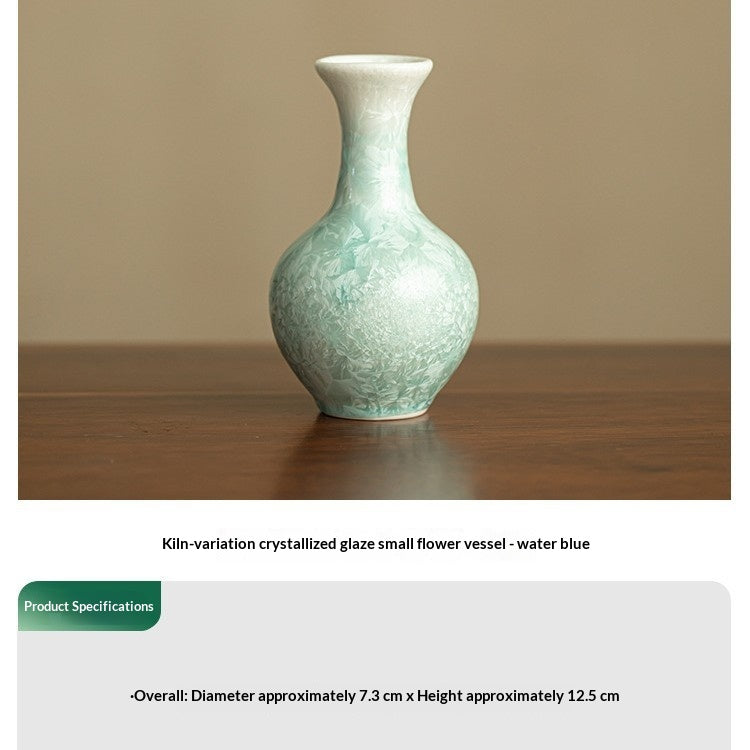 Small Aqua Blue Ceramic Flower Vase - Crystal Glaze Pei-Chan Style