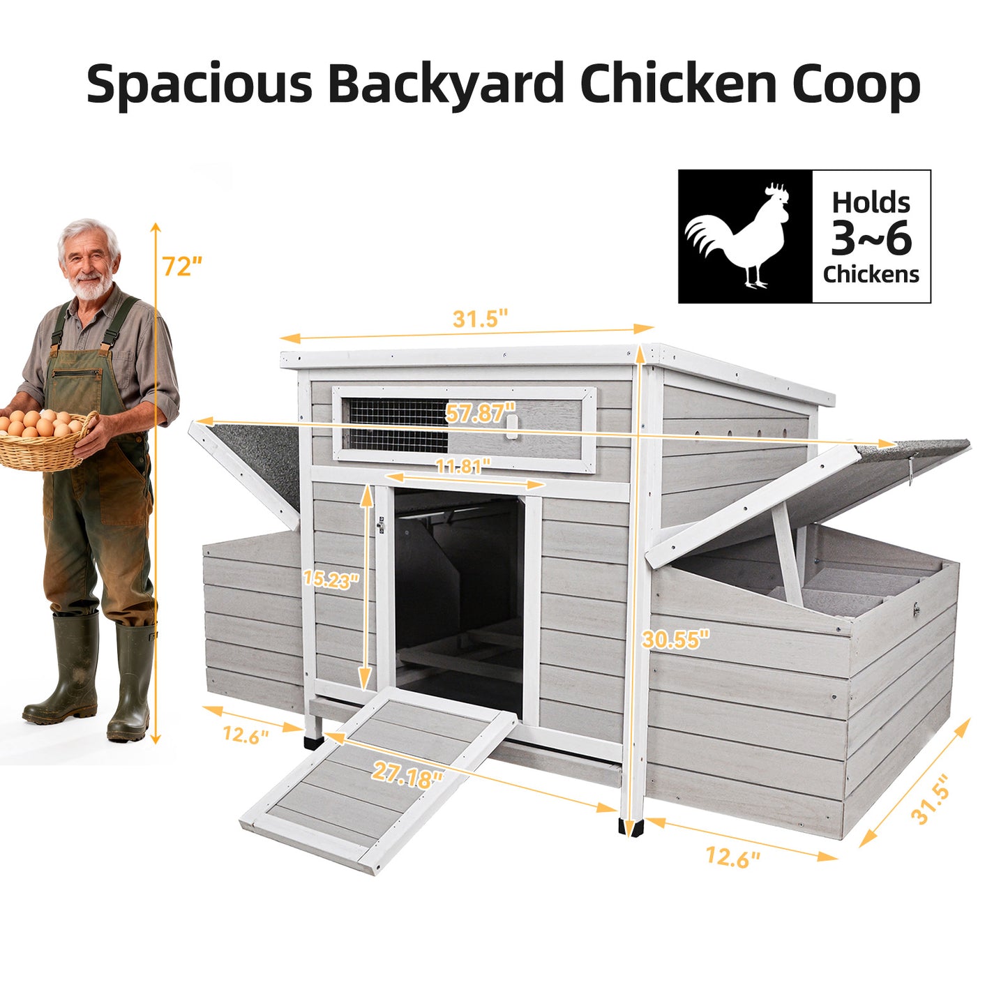 Prohibited Platform-Temu,Large Wooden Chicken Coop Outdoor Hen House