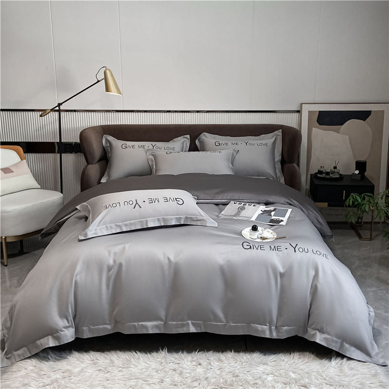 Home Washed Silk Bedding Set Four Piece Quilt Cover Bed Sheets Pillowcases