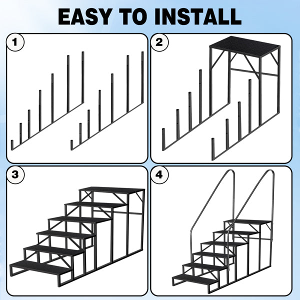 Heavy-Duty Pool & RV Ladder with Handrail, 660lb Capacity, Anti-Slip Steps