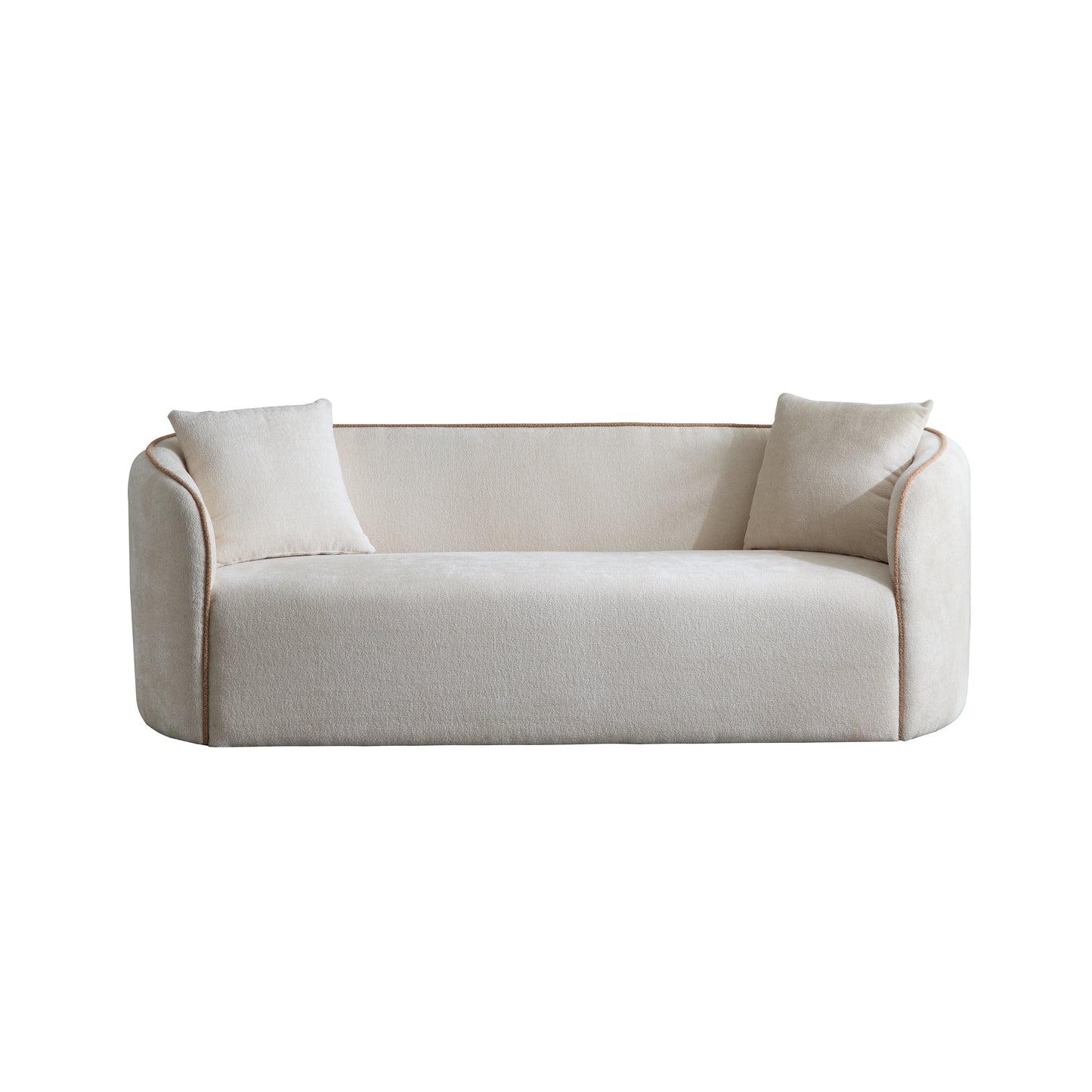 82" Curved Boucle Sofa - 3-Seater, Beige for Living Room & Office