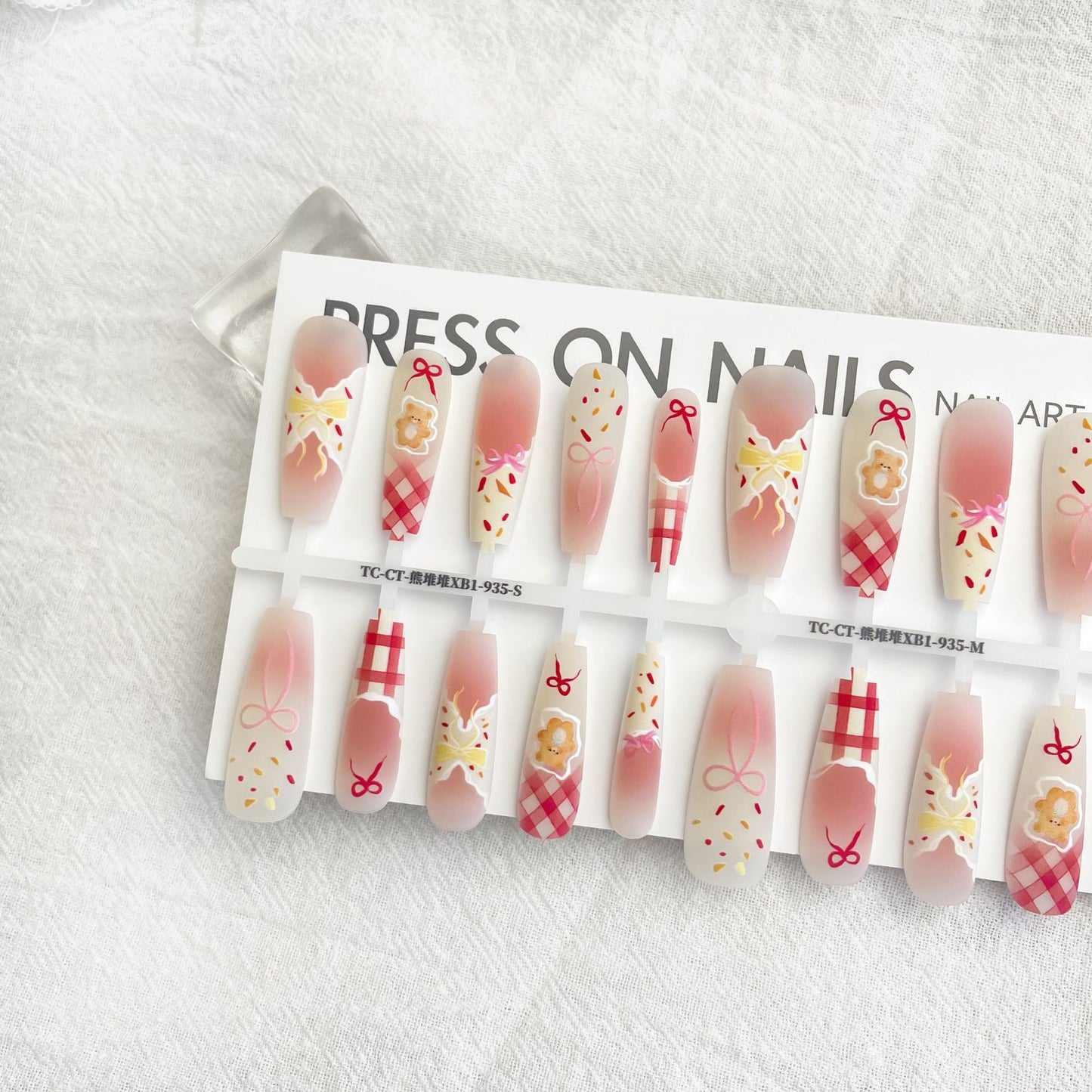 Nail Art Tips Set with Butterfly Bear Design - Multiple Colors & Styles