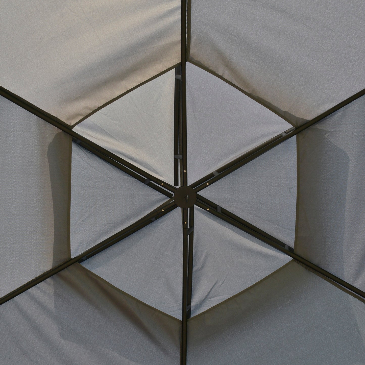 12-Foot Round Outdoor Gazebo Canopy with Double Roof & Curtains