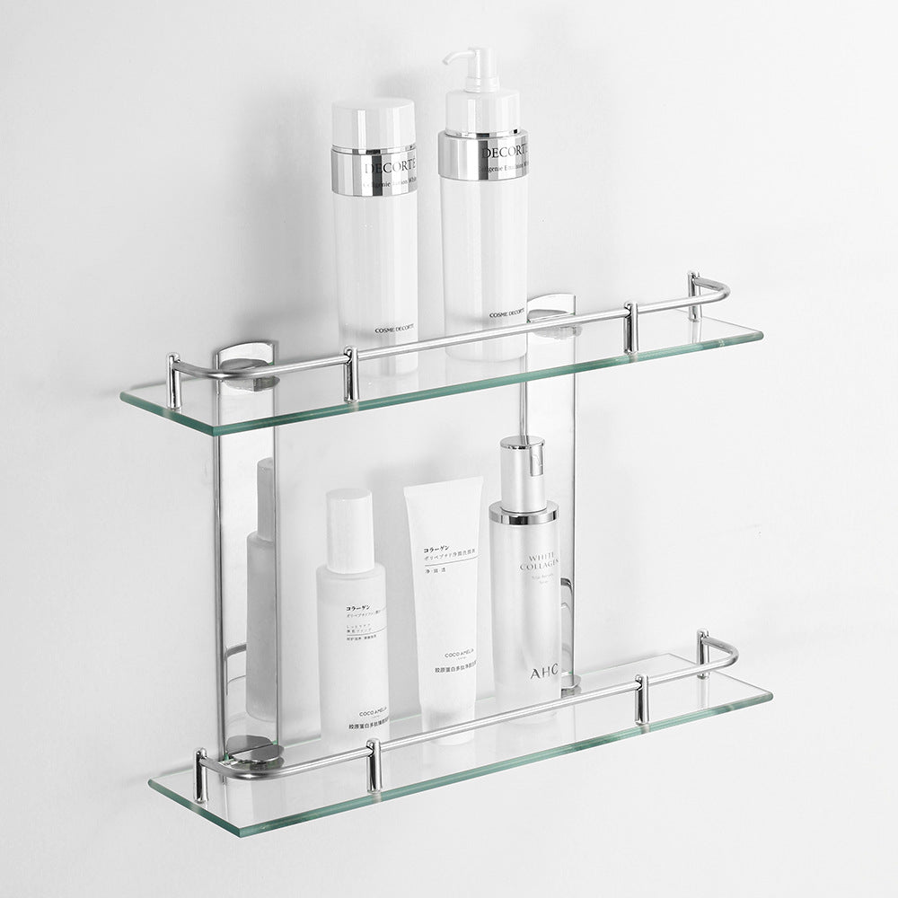 Rectangular Glass Shelf – Dual-Purpose Wall-Mounted Storage for Kitchen & Bathroom