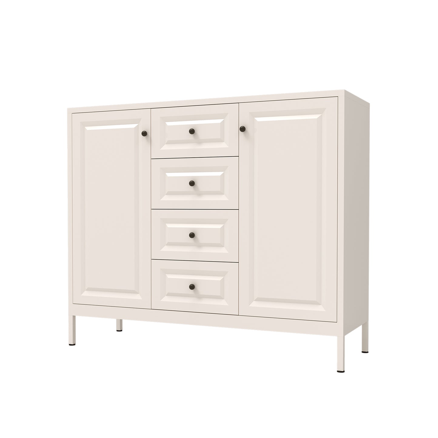 Beige 40.16'' Storage Sideboard Buffet Cabinet with 4 Drawers & 2 Doors