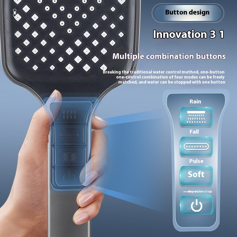 Handheld Rain Shower Head with 1.5m Hose and Multiple Settings - Waterfall Spray