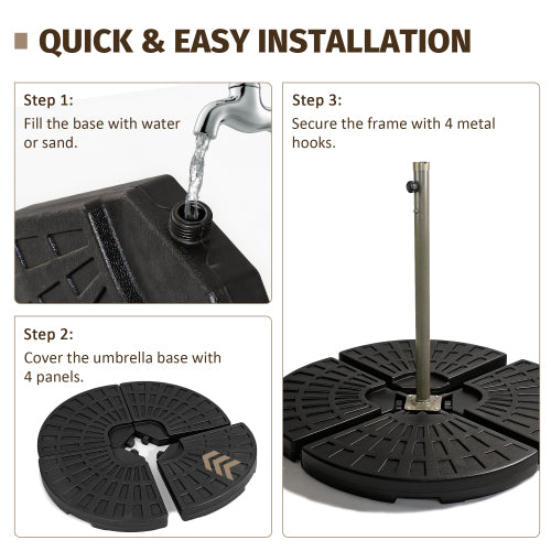 Heavy-Duty Fan-Style Cantilever Umbrella Base, 4-Panel Refillable
