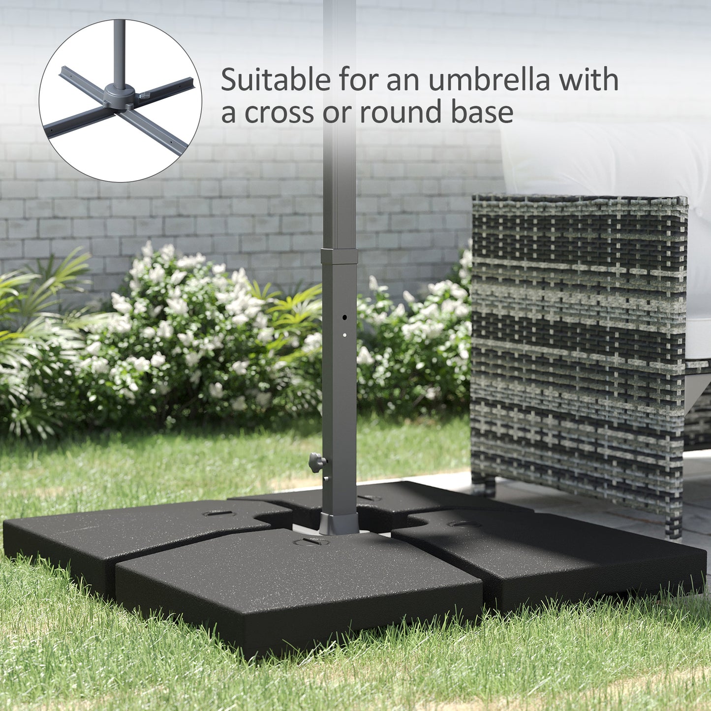 Patio Umbrella Base Weights Set - 4 Pieces, 176 lbs Capacity