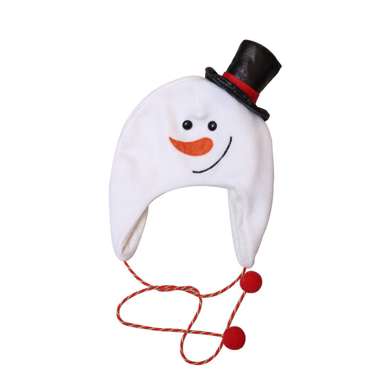 Christmas Hat with Long Shoelace Cartoon Decor - Elderly Snowman Deer Styles