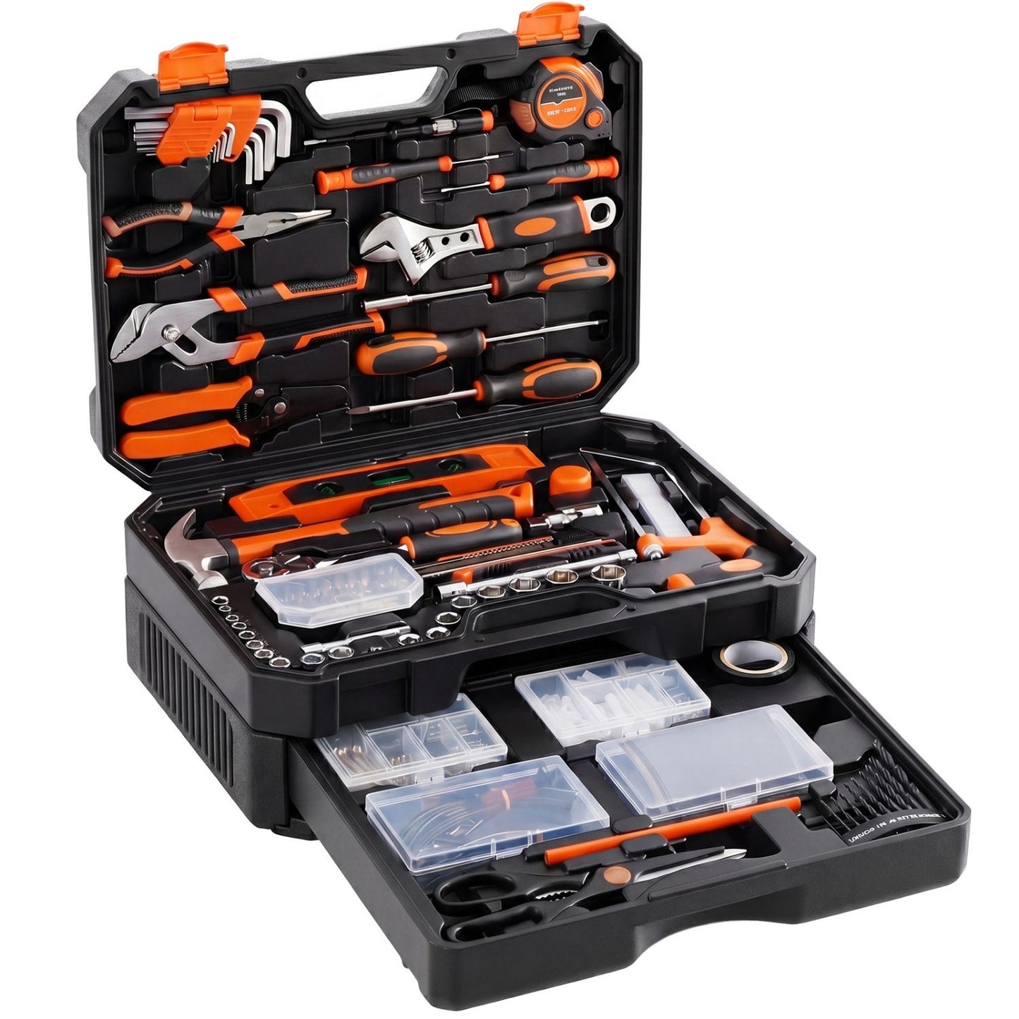 Home and Auto Repair Tool Kit with Drawer Storage Toolbox - Complete Hand Tools Set for DIY and Professional Use