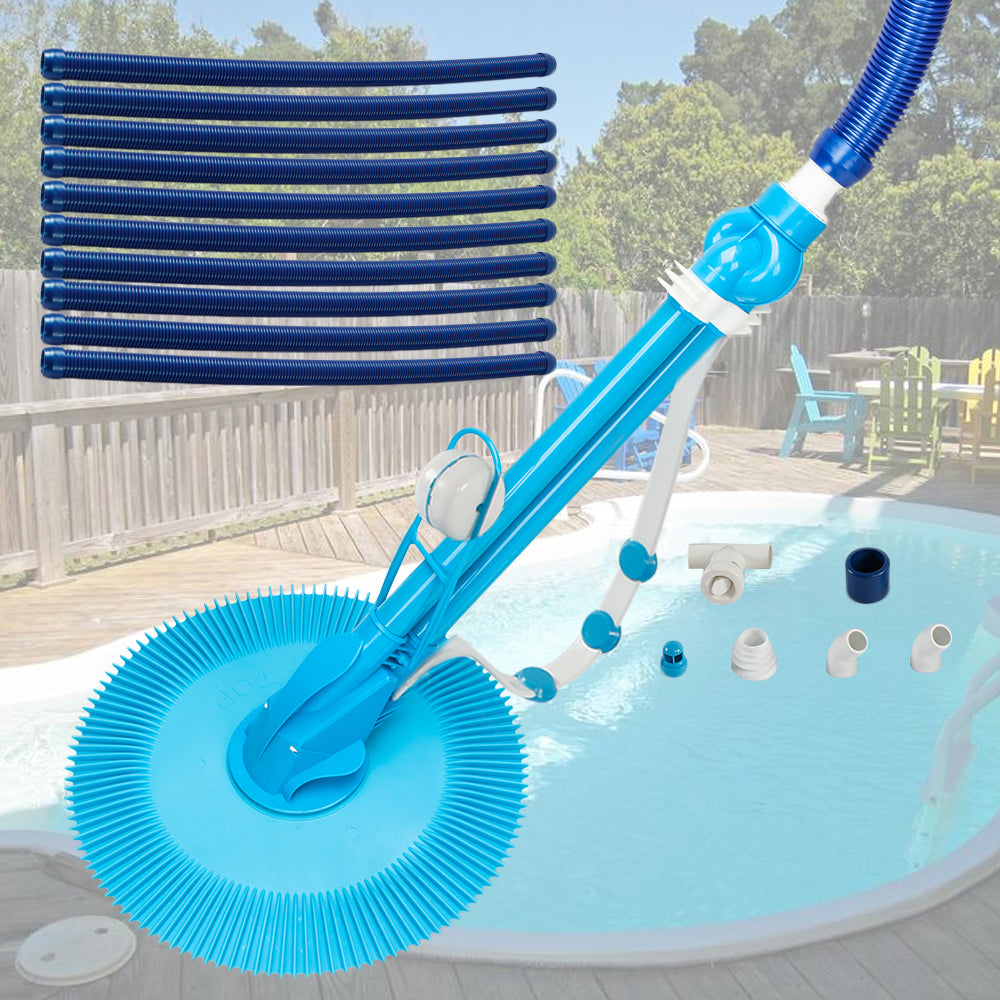 Automatic Pool Cleaner with 10 Hoses - Easy Install, Blue