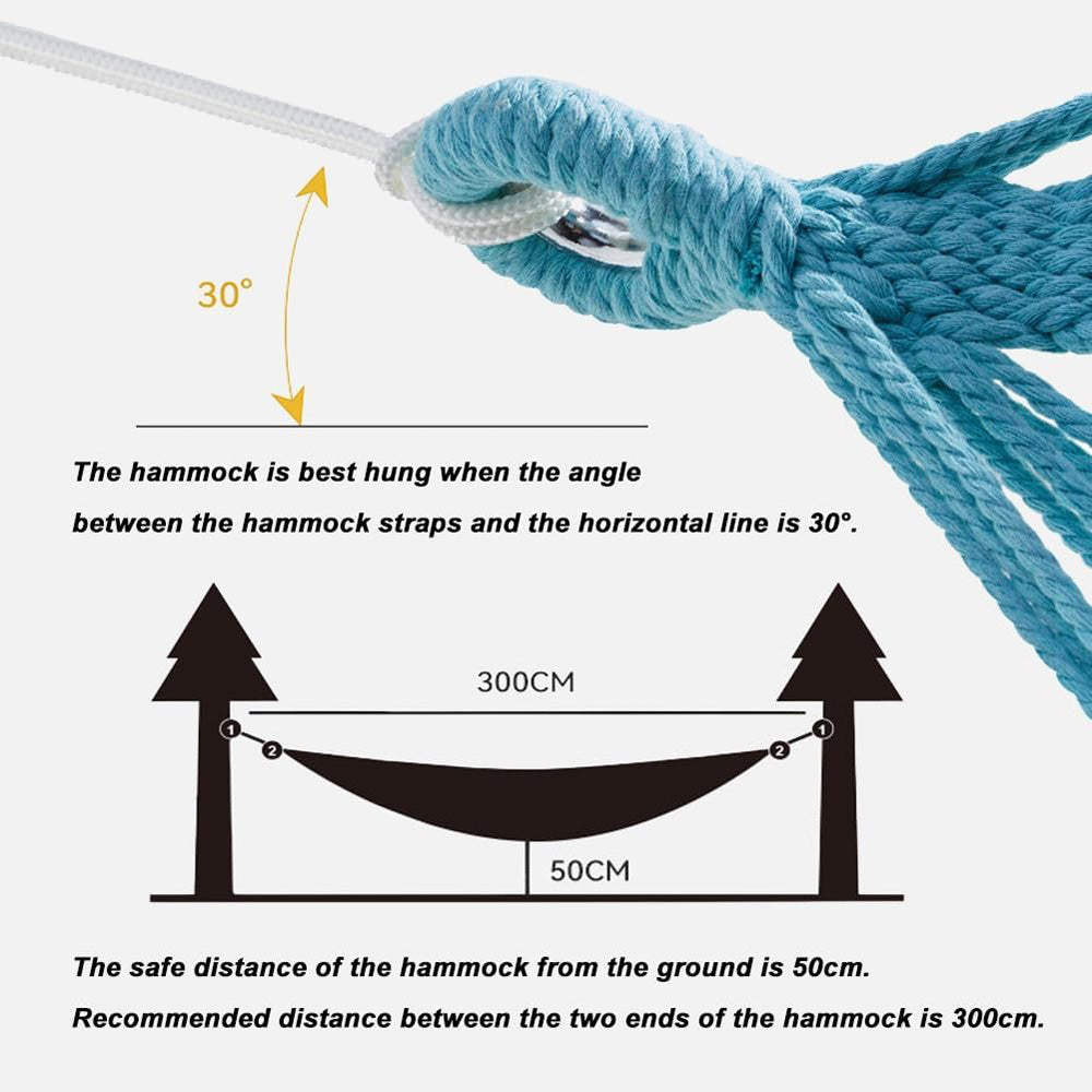 Portable Single Hammock with Wooden Spreader Bar - Max Load 500LBS