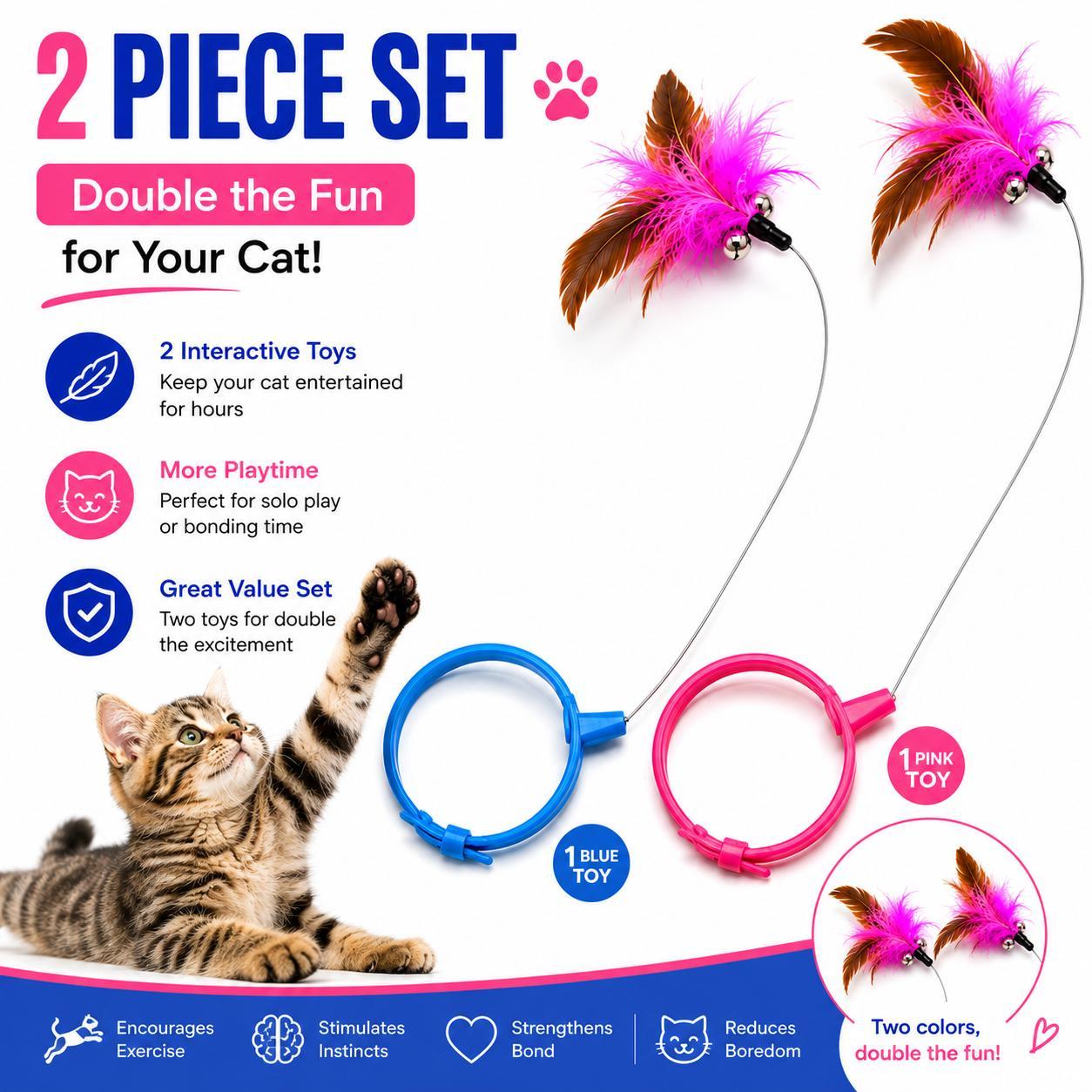 Interactive Cat Feather Collar Toy - Self-Play Pet Teaser for Indoor Cats