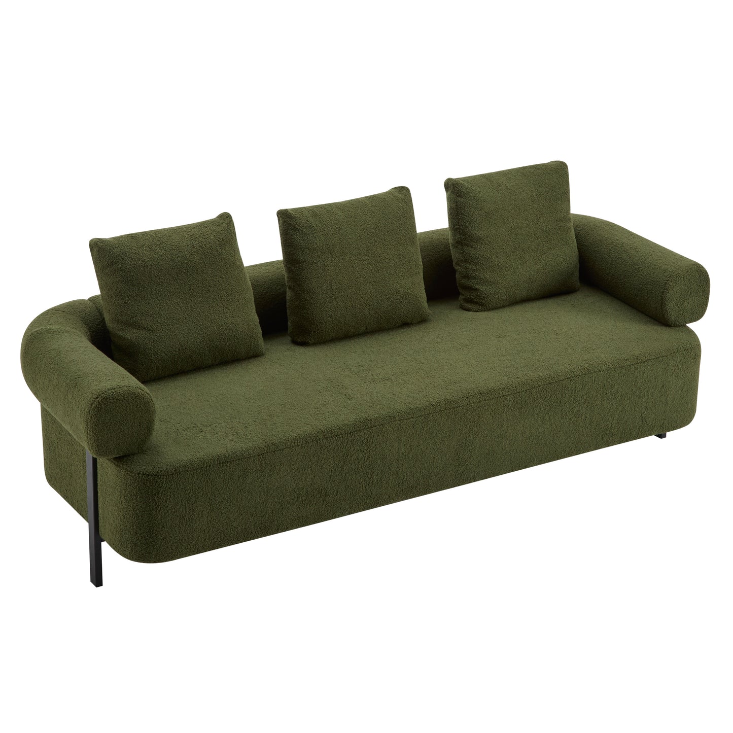 78 Modern 3-Seater Green Upholstered Sofa, Oversized Comfy Couch With