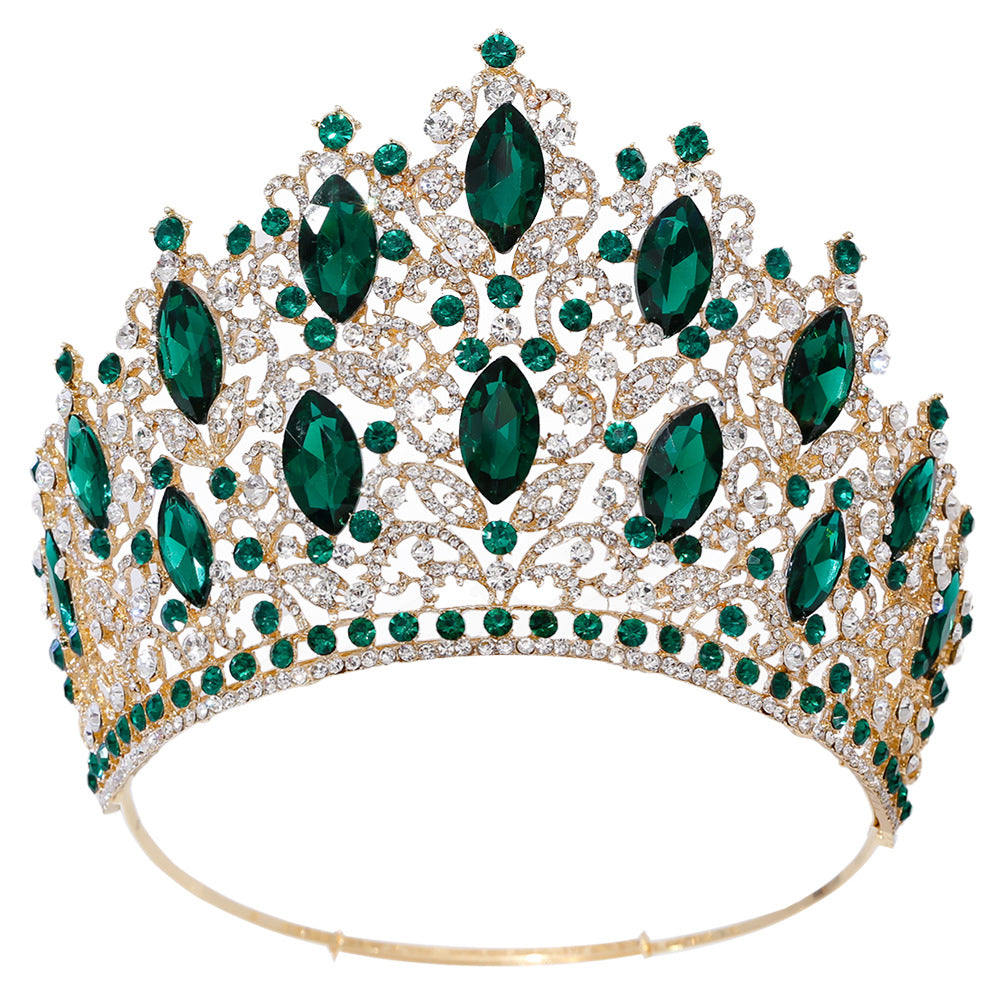 Elegant Bridal Crown Headpiece with Diamond-Accented Alloy Design - Multiple Colors