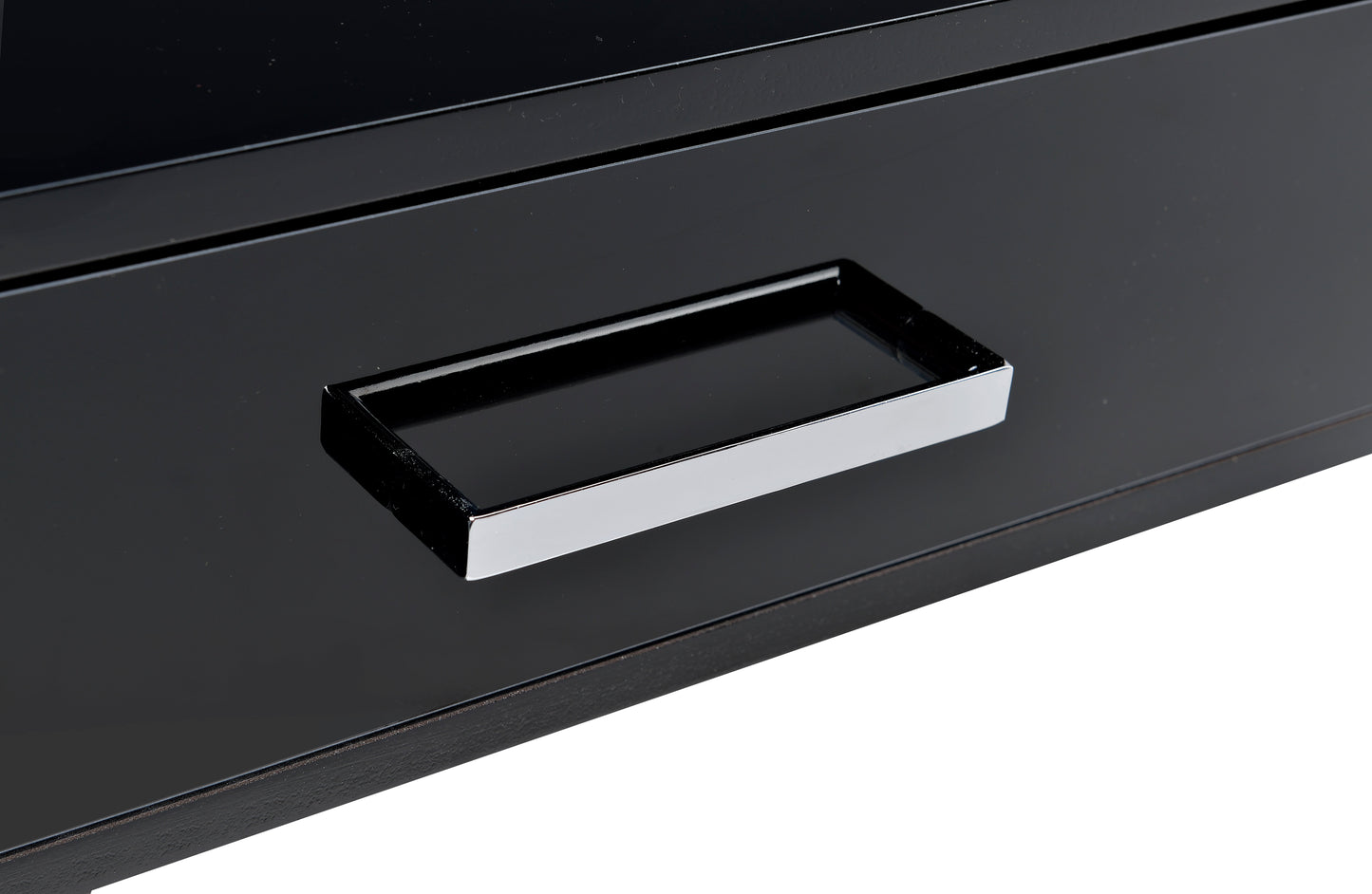 Black High Gloss & Chrome Finish Writing Desk with 2 Drawers