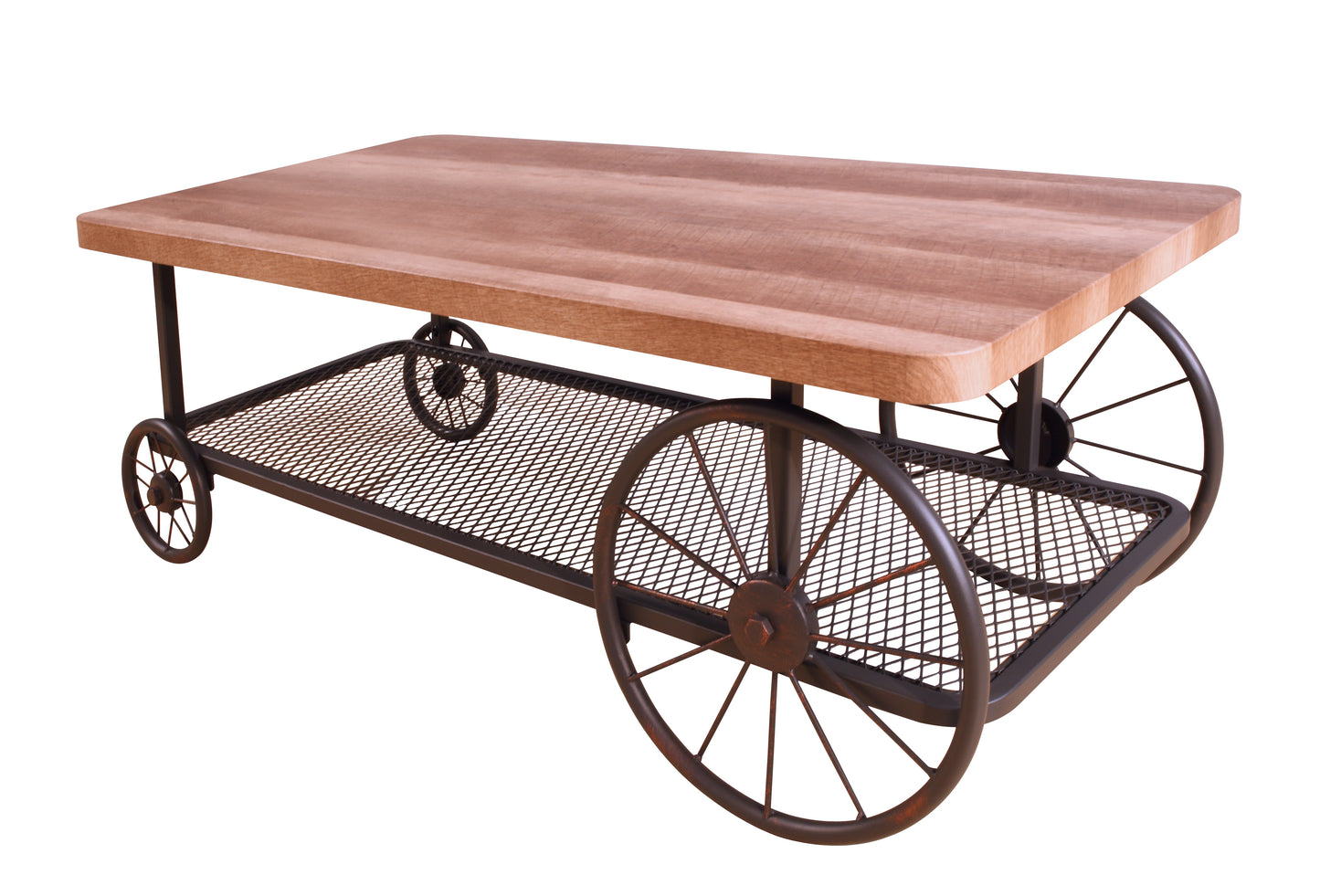 Oak & Antique Gray Coffee Table - Metal & Wood Design